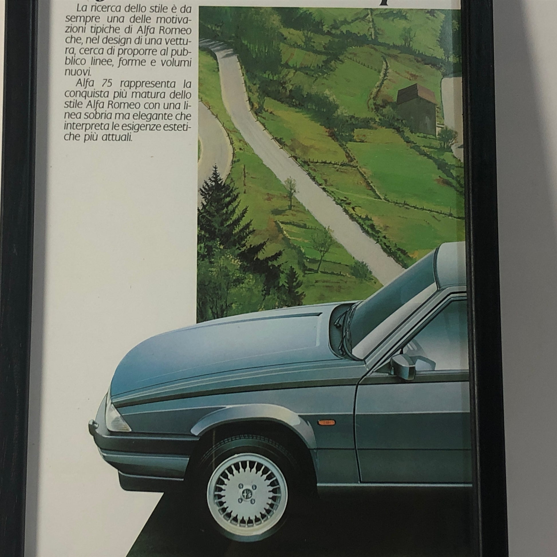 Alfa Romeo, Quadro Brochure Alfa Romeo 75 Crea lo Stile Prossimo Futuro - Raggi's Collectibles' Automotive Art