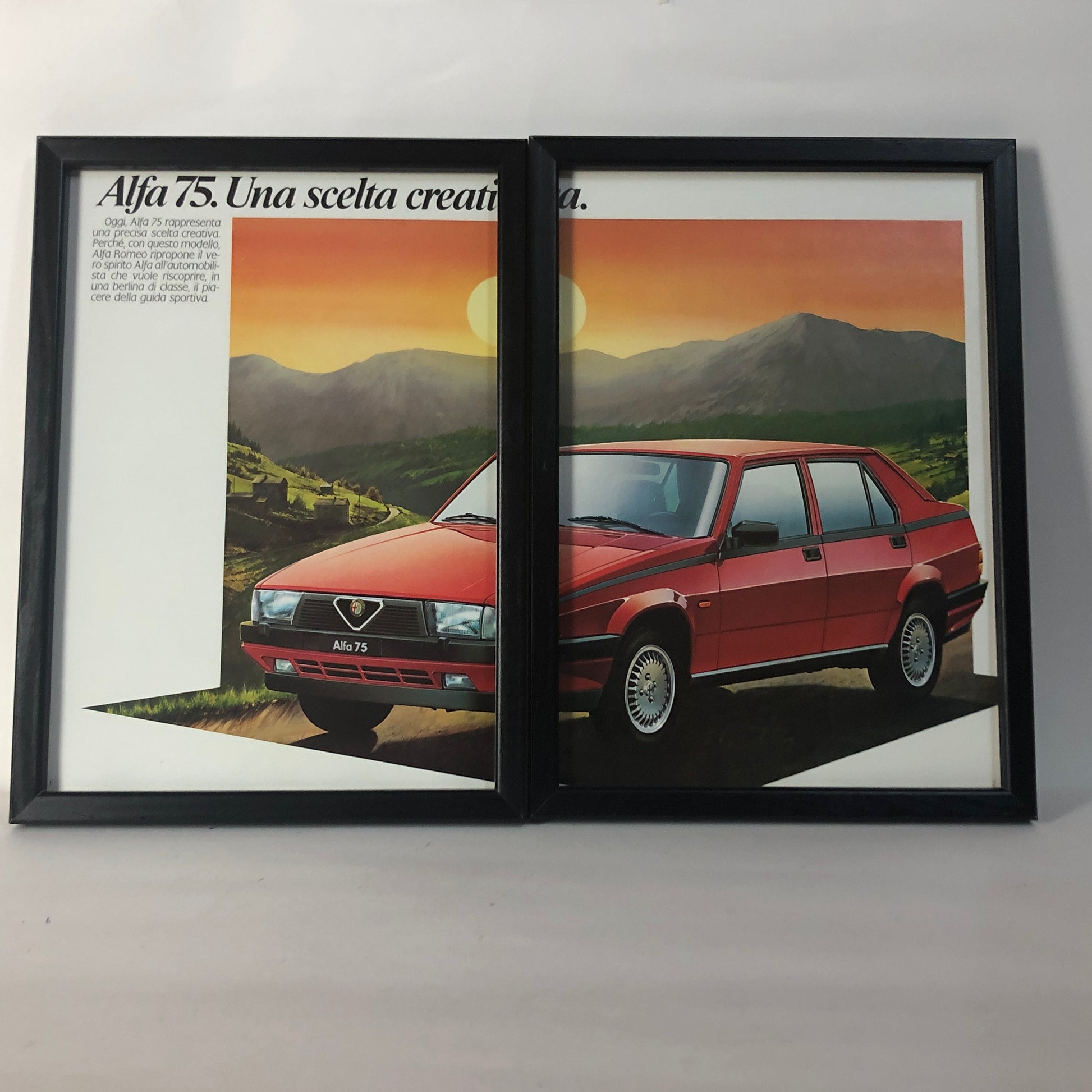 Alfa Romeo, Quadro Brochure Alfa Romeo 75 Una Scelta Creativa - Raggi's Collectibles' Automotive Art