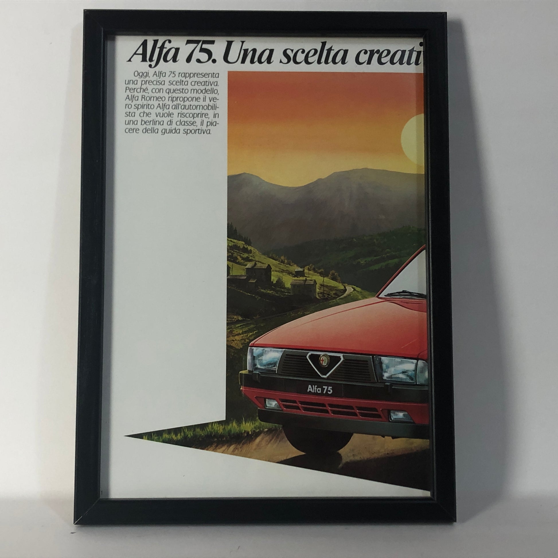 Alfa Romeo, Quadro Brochure Alfa Romeo 75 Una Scelta Creativa - Raggi's Collectibles' Automotive Art