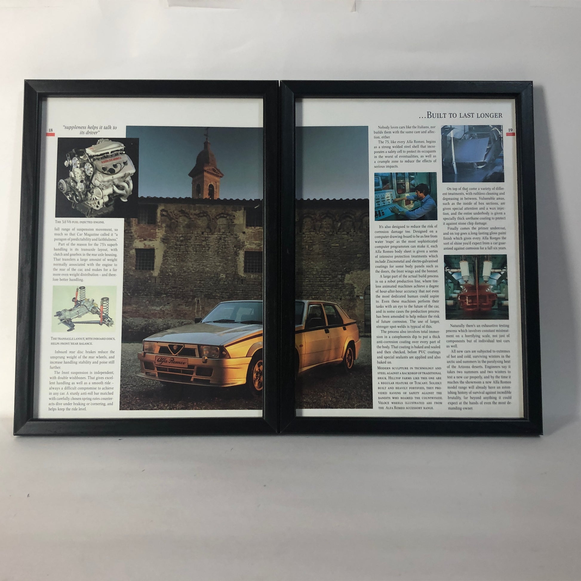 Alfa Romeo, Quadro Brochure Alfa Romeo 75 Built to Last Longer - Raggi's Collectibles' Automotive Art