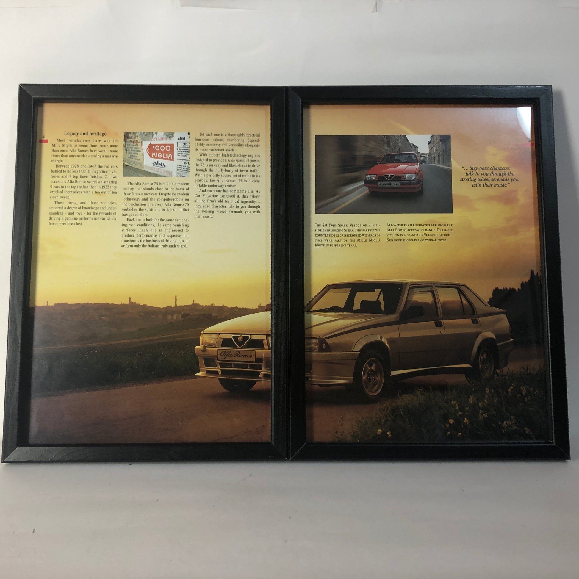 Alfa Romeo, Quadro Brochure Alfa Romeo 75 Legacy and Heritage - Raggi's Collectibles' Automotive Art