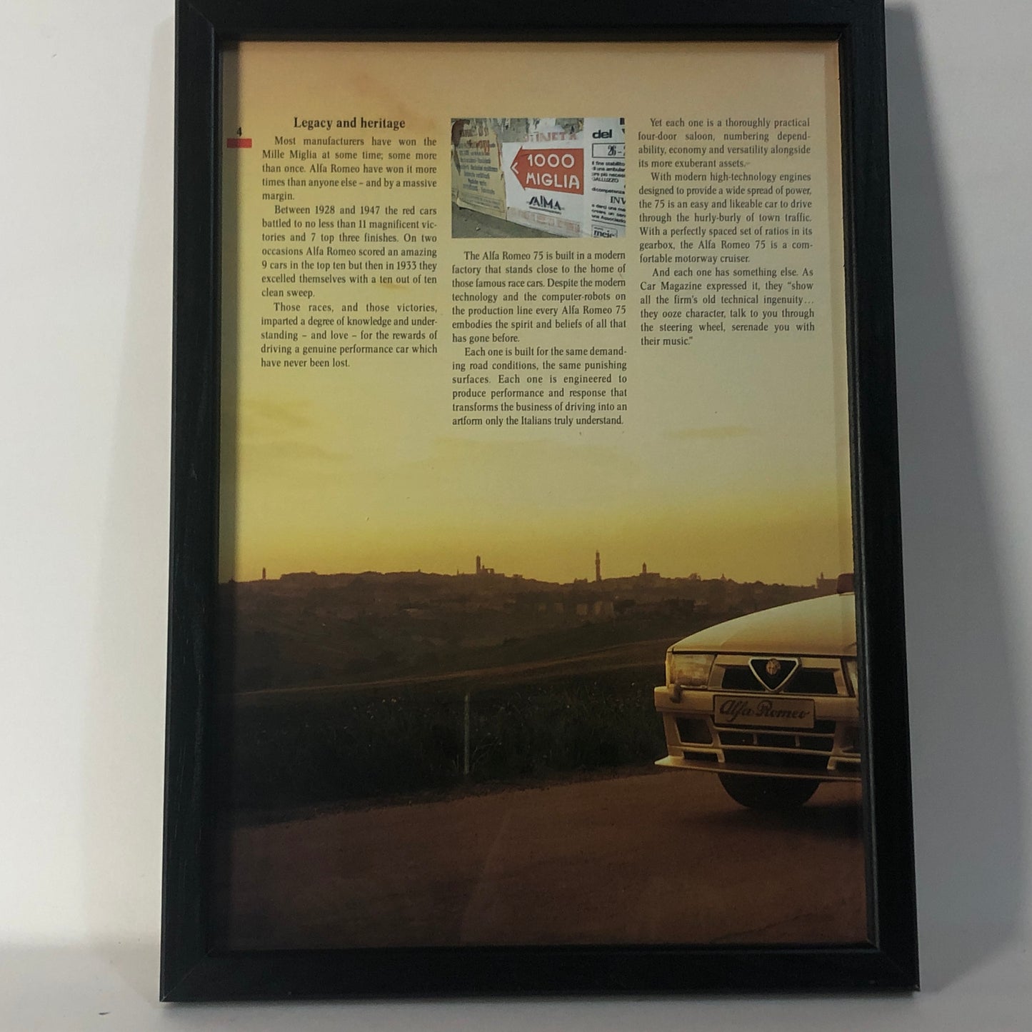 Alfa Romeo, Quadro Brochure Alfa Romeo 75 Legacy and Heritage - Raggi's Collectibles' Automotive Art