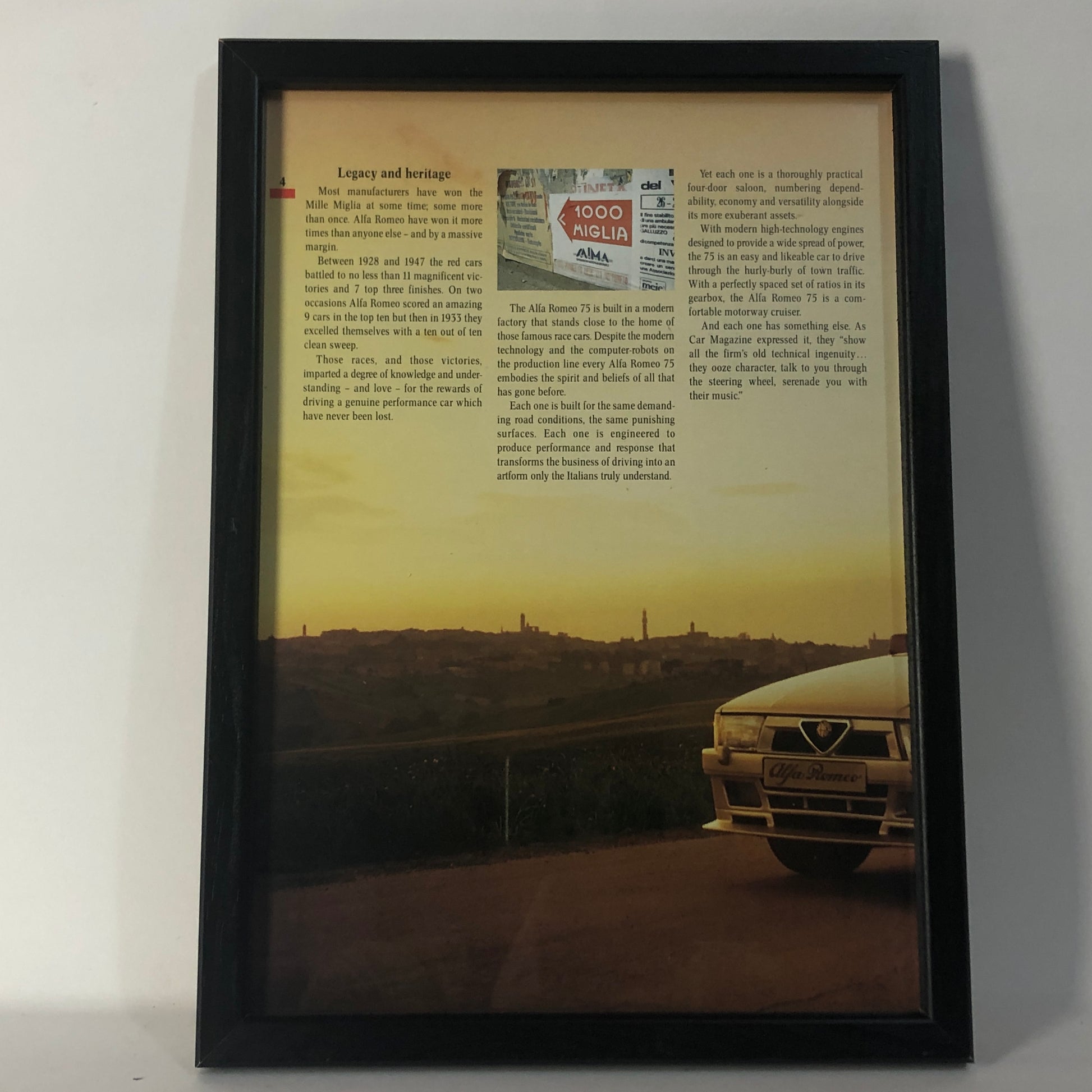 Alfa Romeo, Quadro Brochure Alfa Romeo 75 Legacy and Heritage - Raggi's Collectibles' Automotive Art