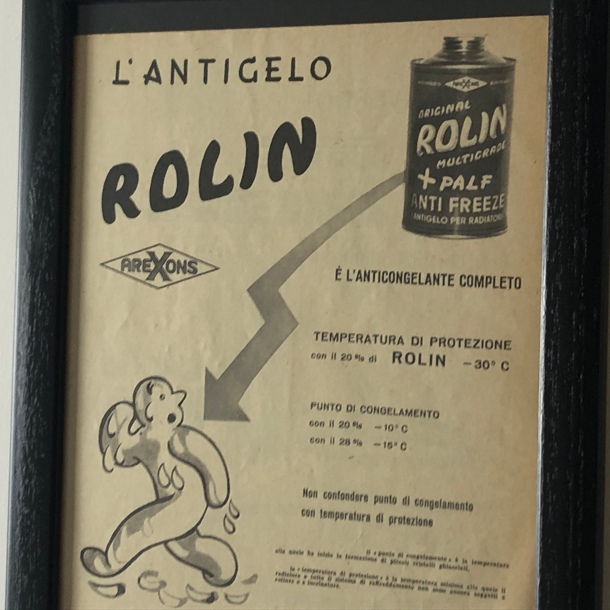 Arexons, Pubblicità Anno 1960 Antigelo Arexons Rolin Multigrade + Palf Anti Freeze - Raggi's Collectibles' Automotive Art