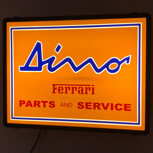 Ferrari, Insegna Luminosa Vintage Dino Ferrari Parts and Service Originale Anni '70 - Raggi's Collectibles' Automotive Art