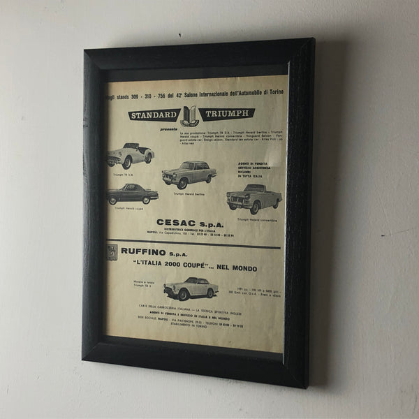 Triumph, advertising year 1960 Standard range Triumph and Triumph Italia 2000 Coupé by Ruffino