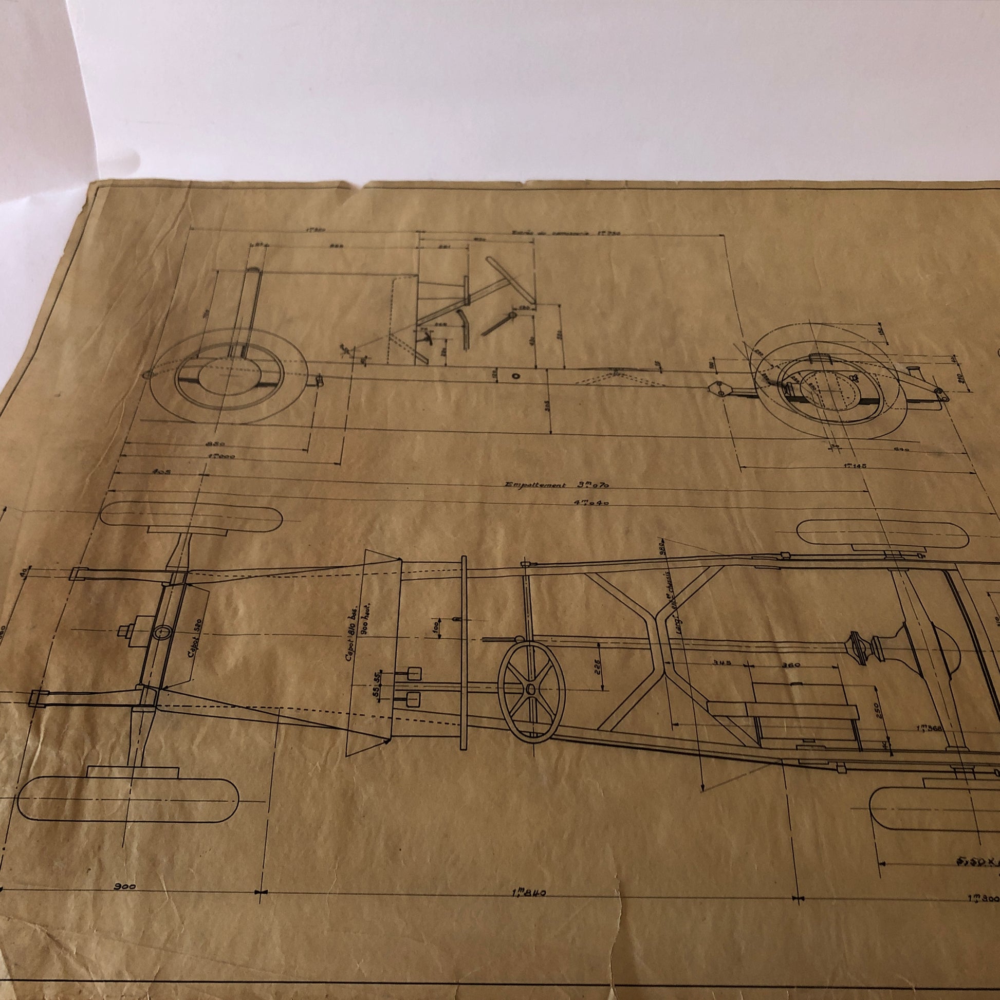 Jean Gras, Disegno Tecnico Telaio Tipo A9D - Dyona 1933 - Jean Gras Six - Raggi's Collectibles' Automotive Art