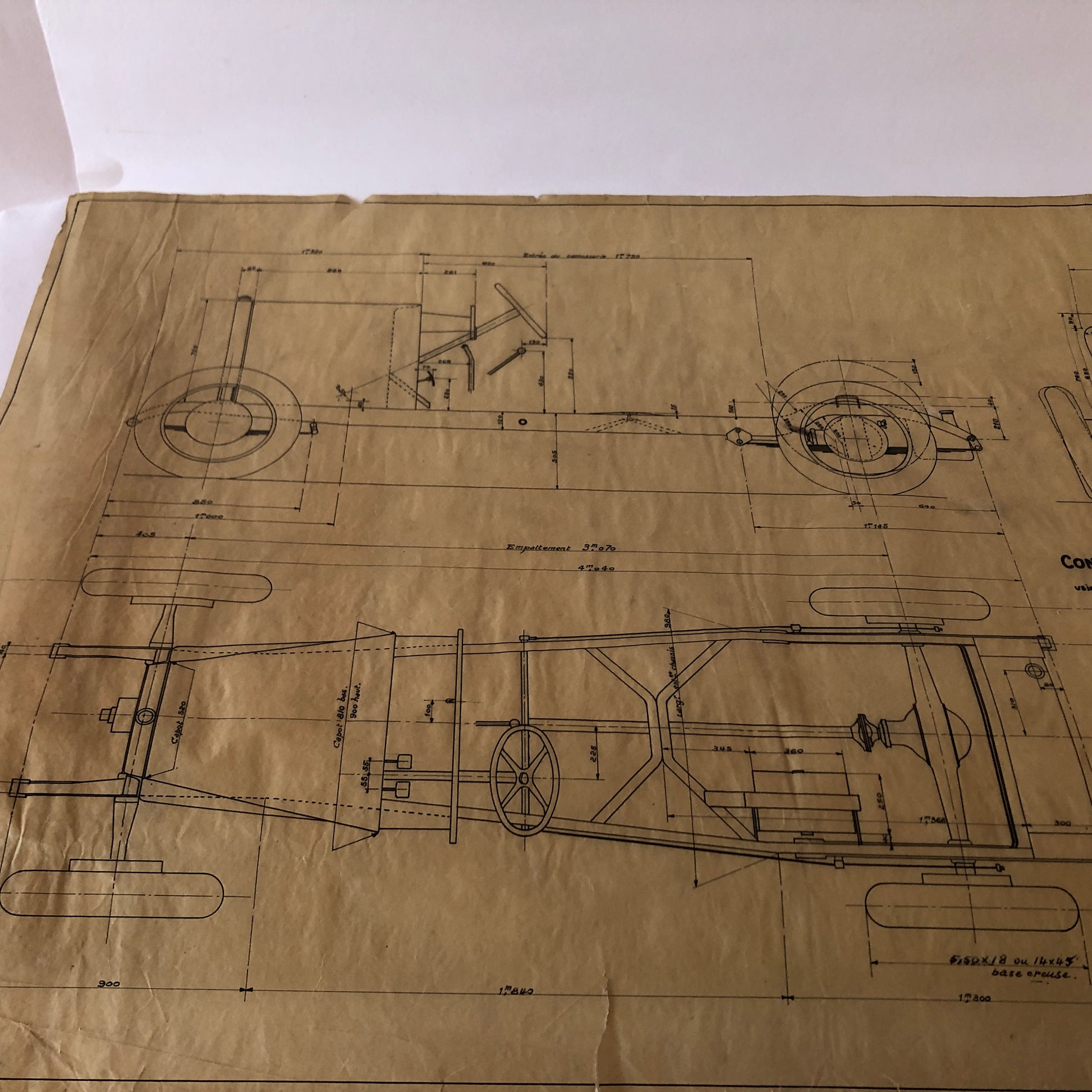 Jean Gras, Disegno Tecnico Telaio Tipo A9D - Dyona 1933 - Jean Gras Six - Raggi's Collectibles' Automotive Art