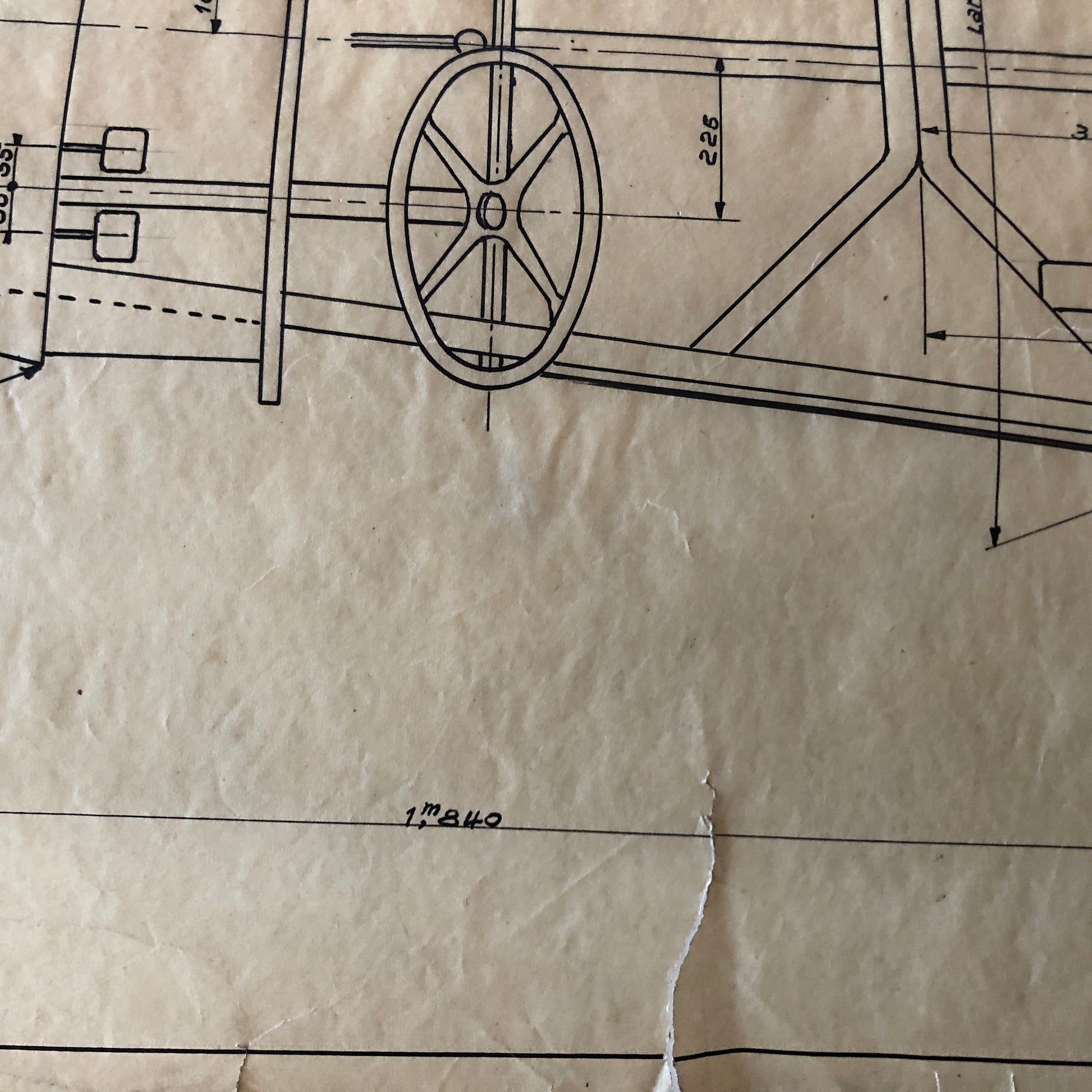 Jean Gras, Disegno Tecnico Telaio Tipo A9D - Dyona 1933 - Jean Gras Six - Raggi's Collectibles' Automotive Art