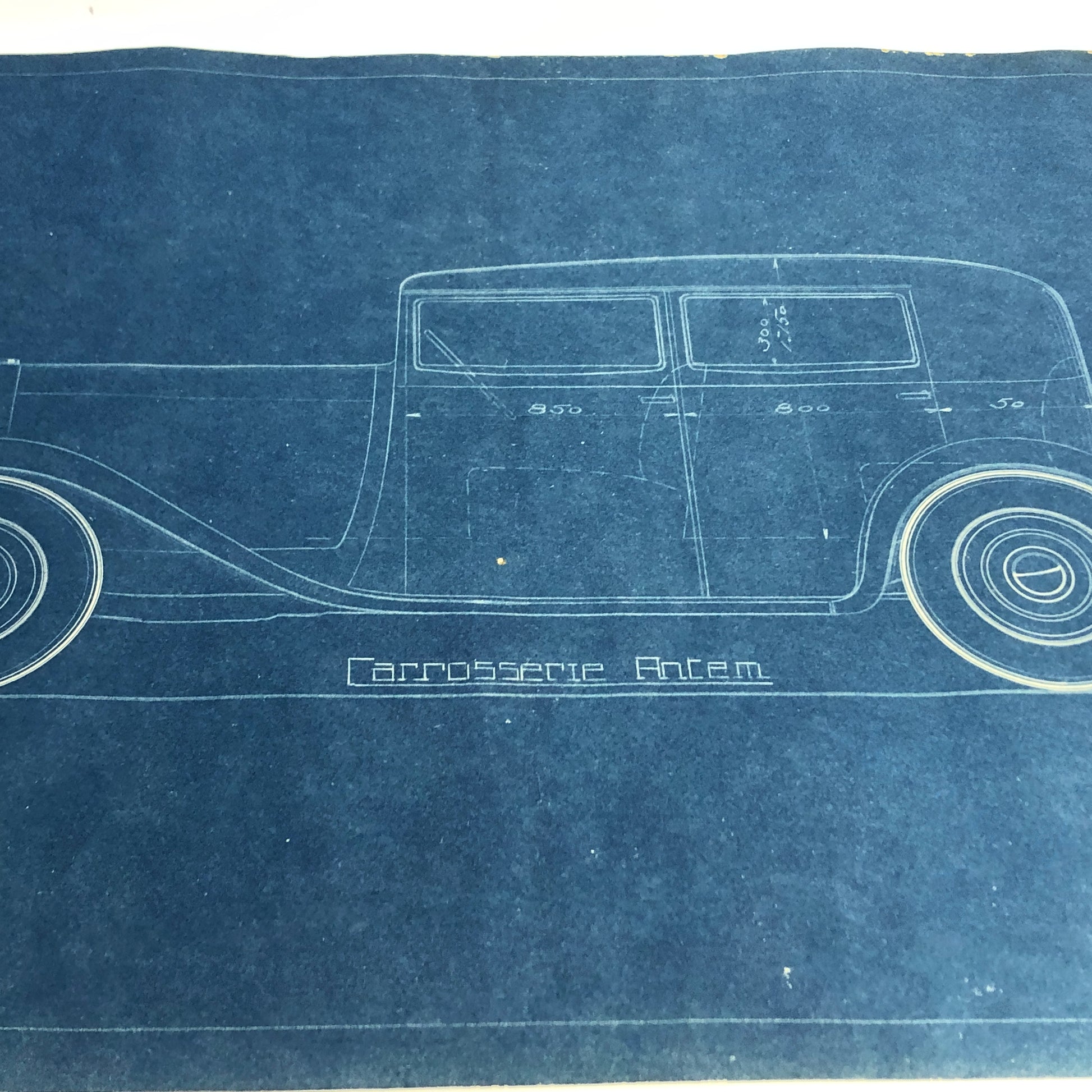 Carrosserie Antem, Cianografia n. 1 Anno 1932 Licorne L760 con Timbro Carrosserie Antem - Raggi's Collectibles' Automotive Art