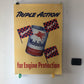 Mobiloil, Poster Vintage Litografato Mobiloil Triple Action for Engine Protection, Anni '50