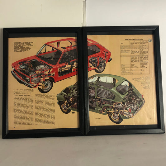 Fiat, Exploded View Fiat 600 e Fiat 127 - Raggi's Collectibles' Automotive Art