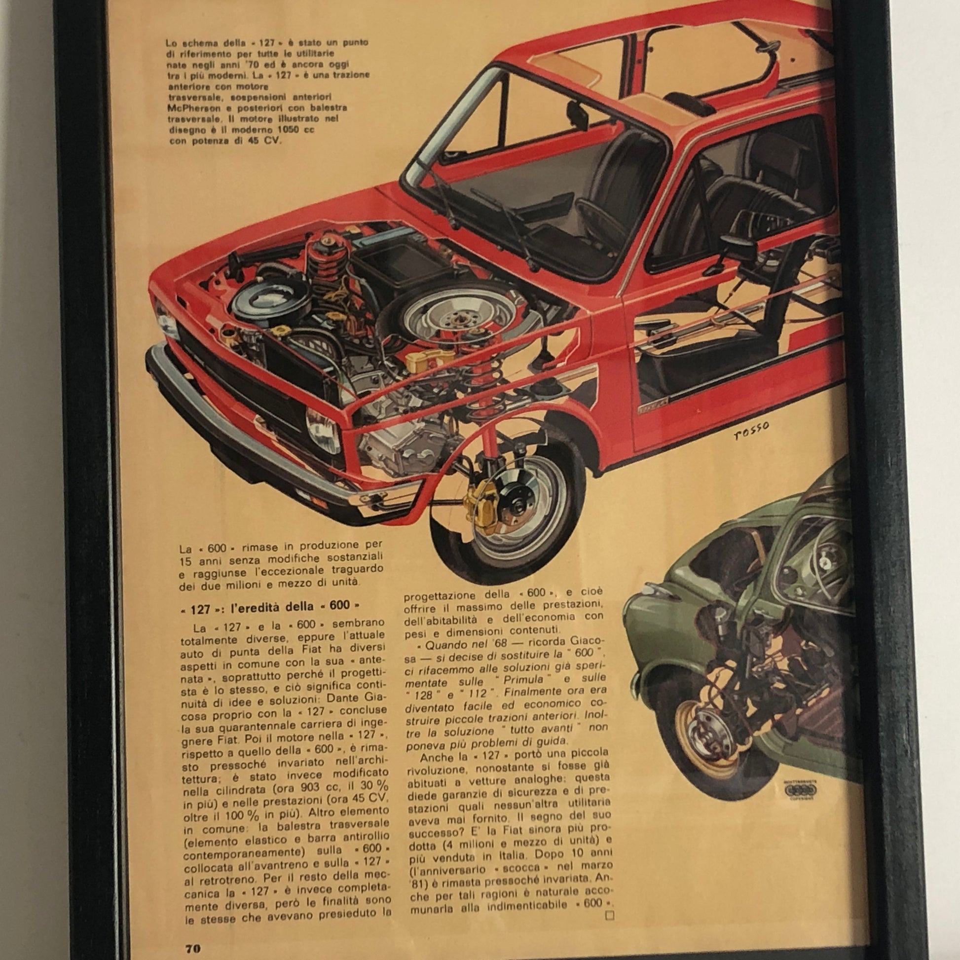 Fiat, Exploded View Fiat 600 e Fiat 127 - Raggi's Collectibles' Automotive Art