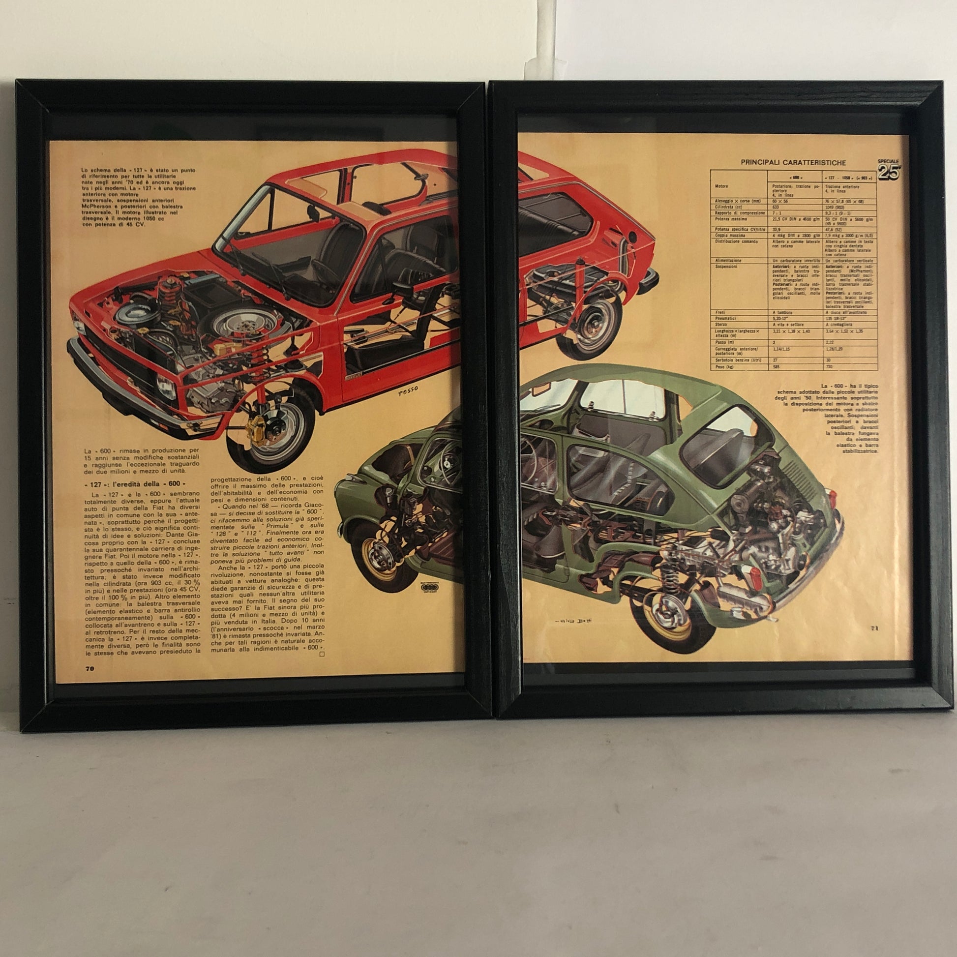 Fiat, Exploded View Fiat 600 e Fiat 127 - Raggi's Collectibles' Automotive Art