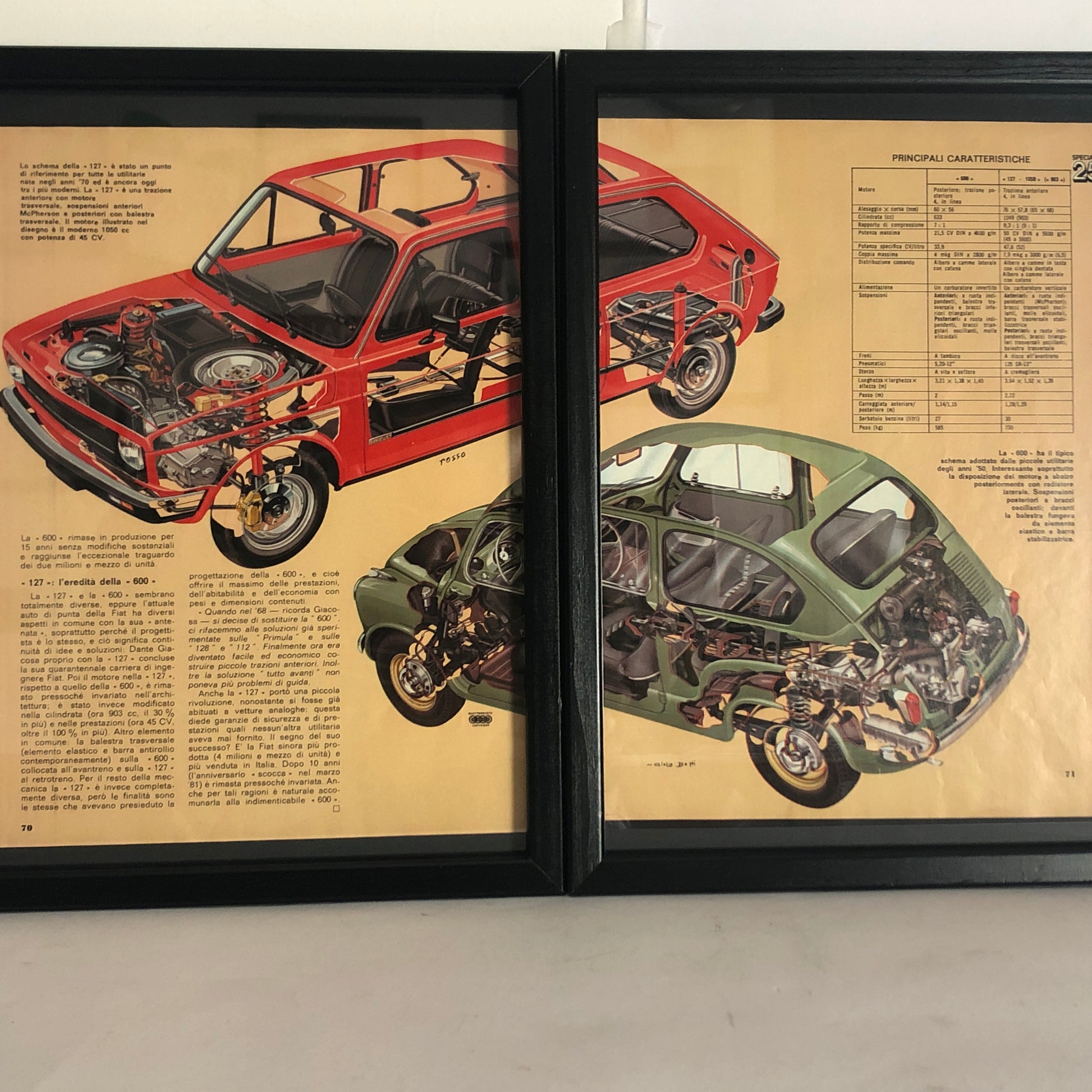 Fiat, Exploded View Fiat 600 e Fiat 127 - Raggi's Collectibles' Automotive Art