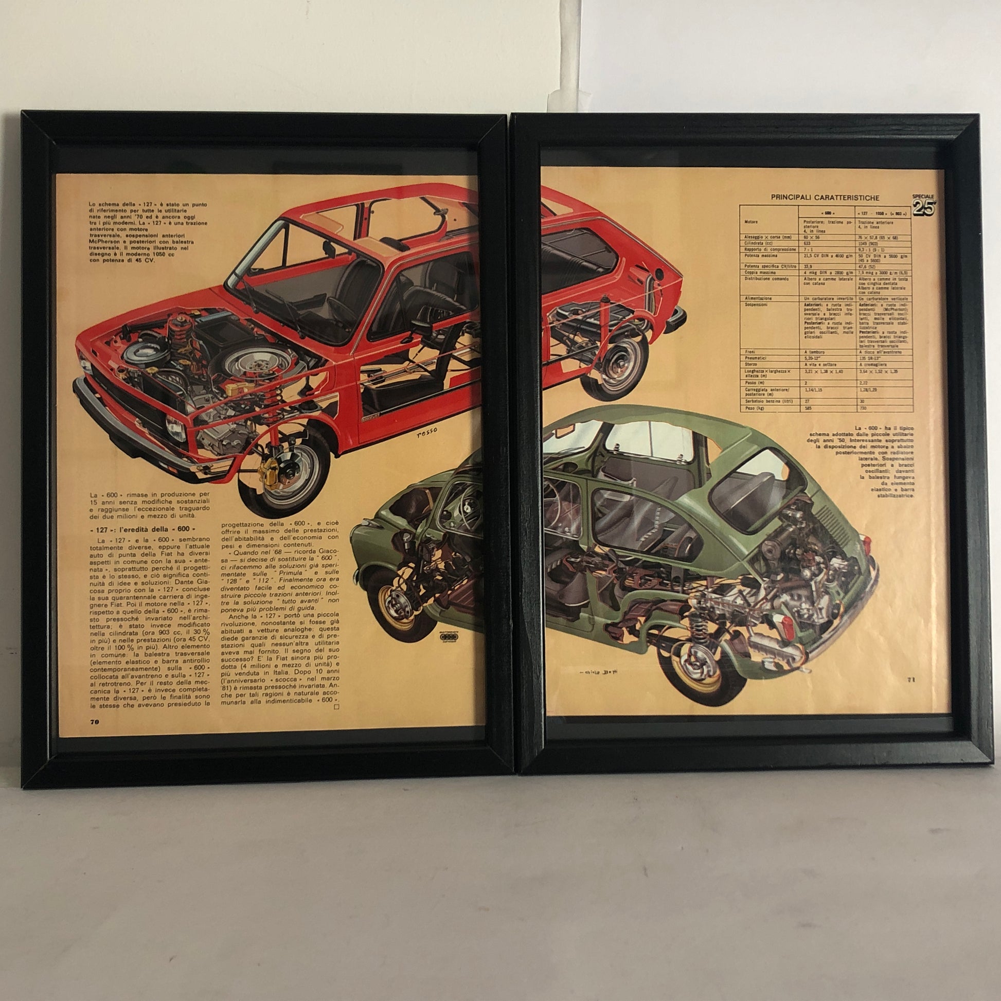 Fiat, Exploded View Fiat 600 e Fiat 127 - Raggi's Collectibles' Automotive Art