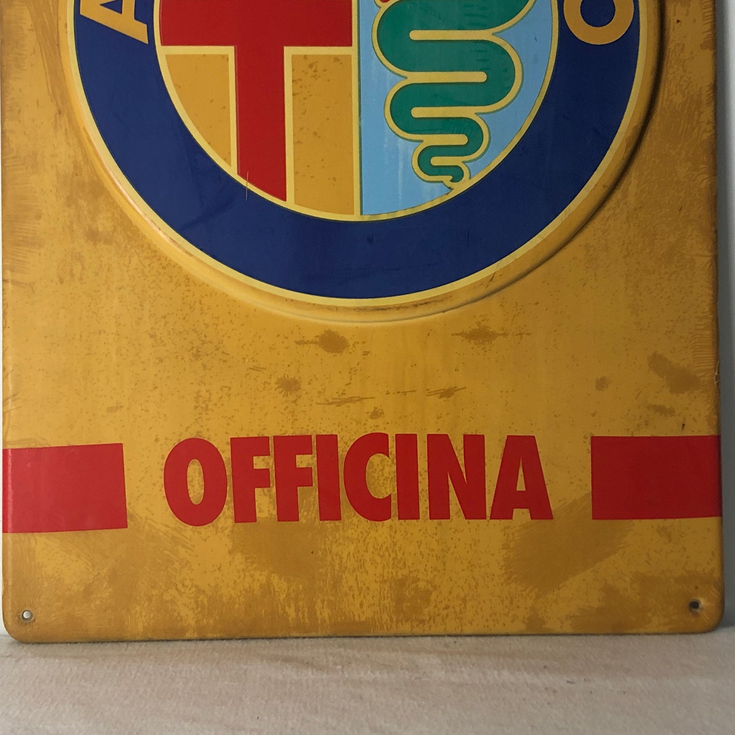 Alfa Romeo, Original Alfa Romeo Officina Plastic Sign from the 1970s Produced by IRAM