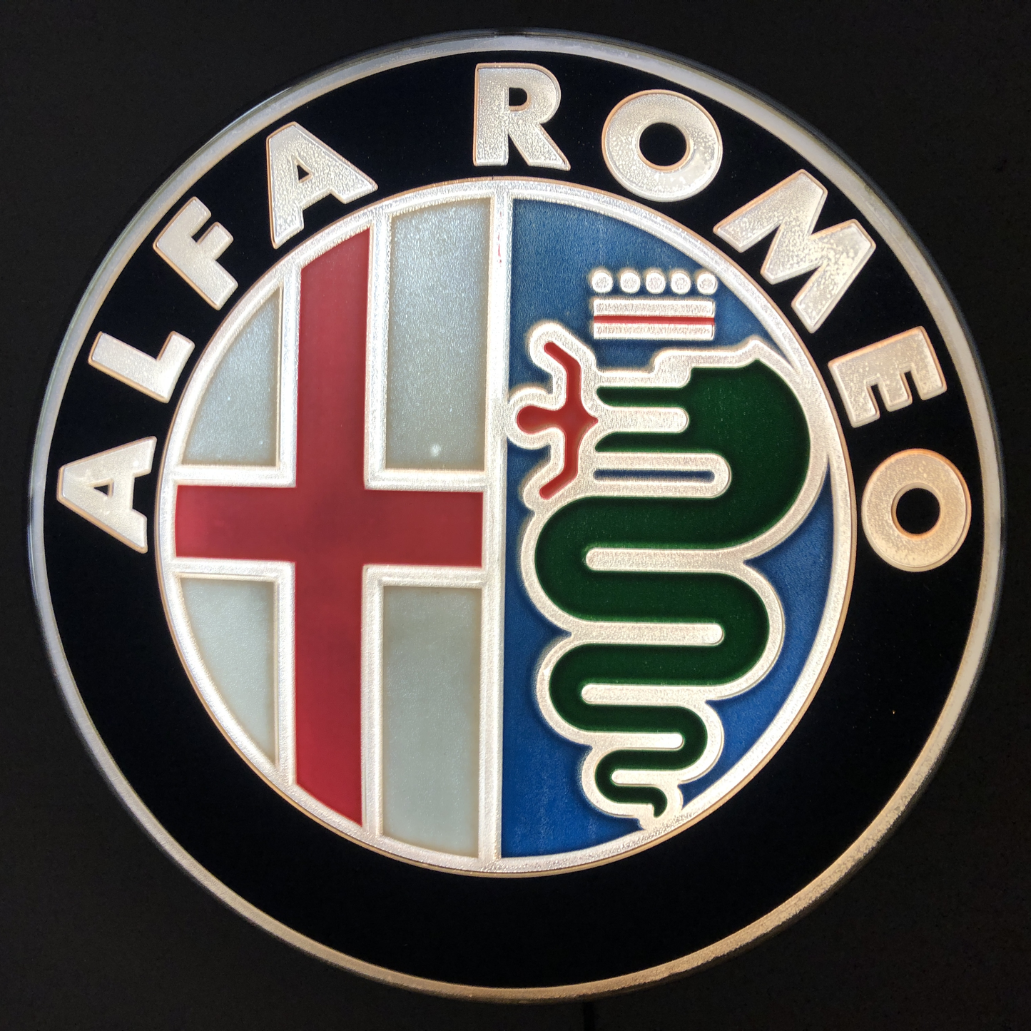 Alfa Romeo, Original Alfa Romeo Vintage Illuminated Sign from the 70s and 80s in working order