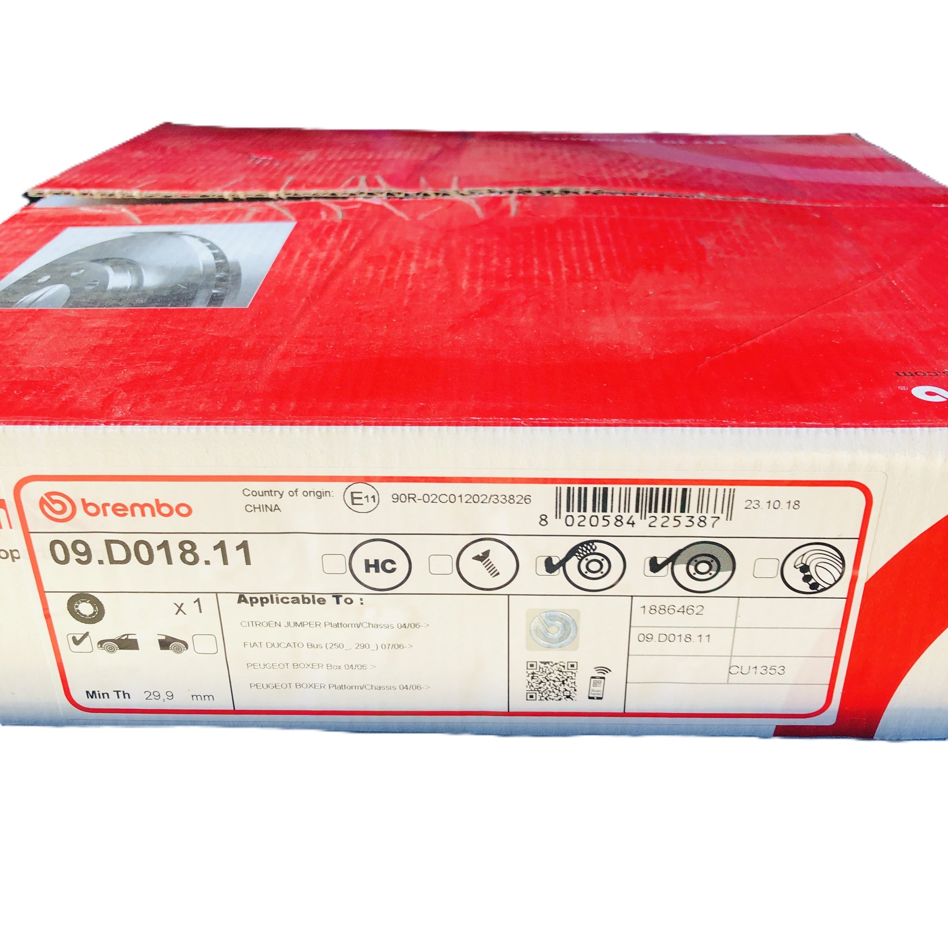 Fiat Ducato Citroën Jumper Peugeot Boxer 2x Disco Freno Anteriore Brembo Nuovo Originale 09.D018.11 8020584225387 - Raggi's Collectibles' Automotive Art