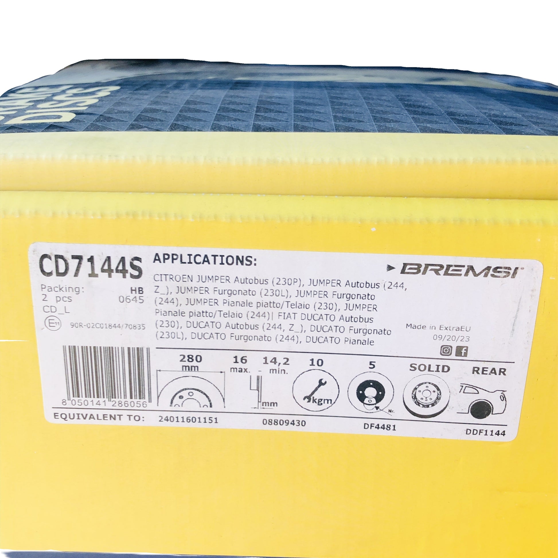 Fiat Ducato Citroën Jumper 2x Disco Freno Posteriore Bremsi Nuovo Originale CD7144S 8050141286056 - Raggi's Collectibles' Automotive Art 