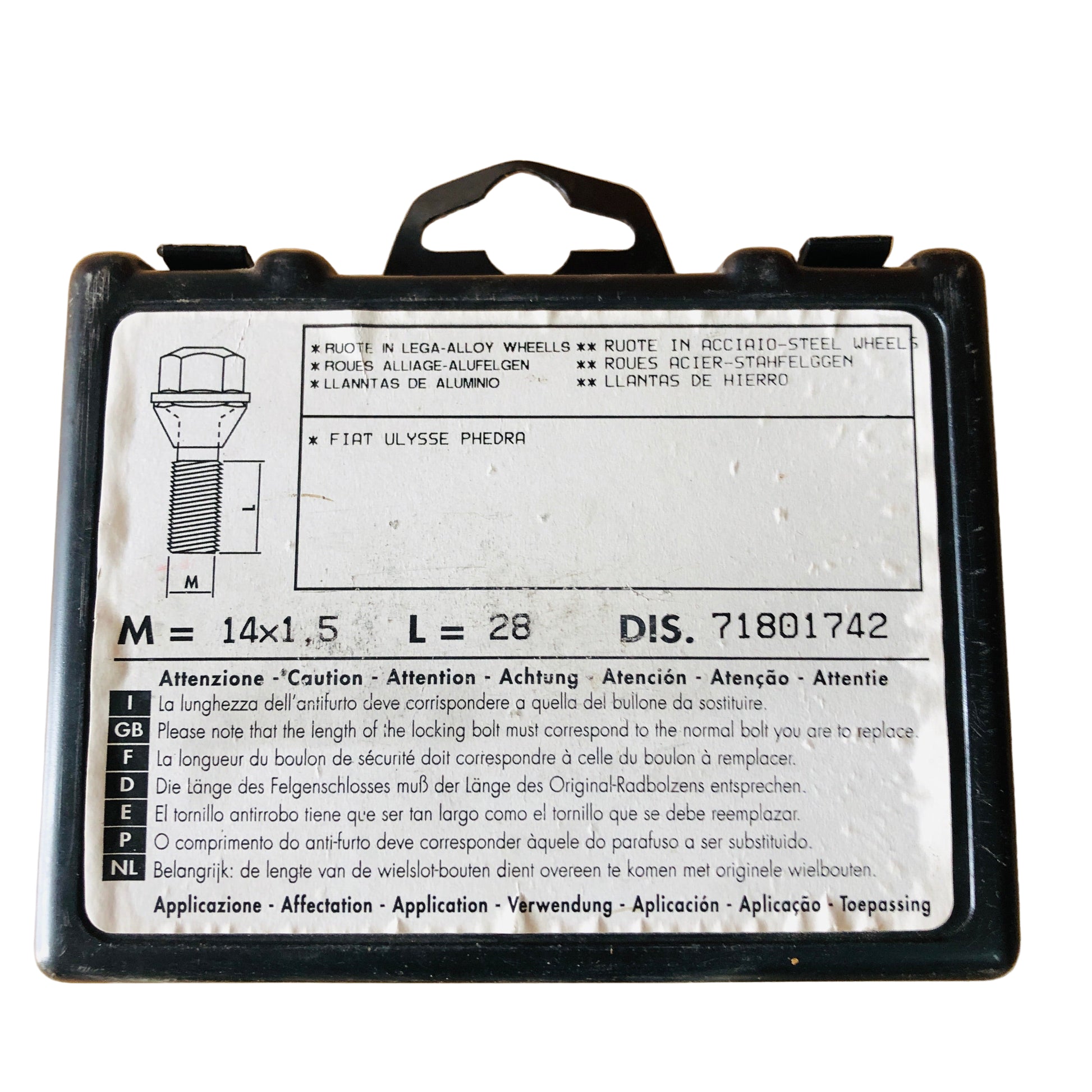 Lancia Phedra e Fiat Ulysse Kit Bulloni Antifurto per Cerchi in Lega Nuovo Originale Lineaccessori 71801742 - Raggi's Collectibles' Automotive Art