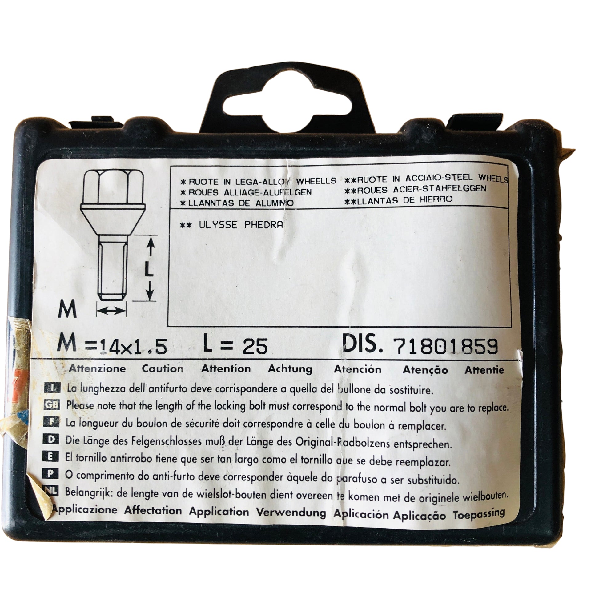 Lancia Phedra e Fiat Ulysse Kit Bulloni Antifurto per Cerchi in Ferro Nuovo Originale Lineaccessori 71801859 - Raggi's Collectibles' Automotive Art