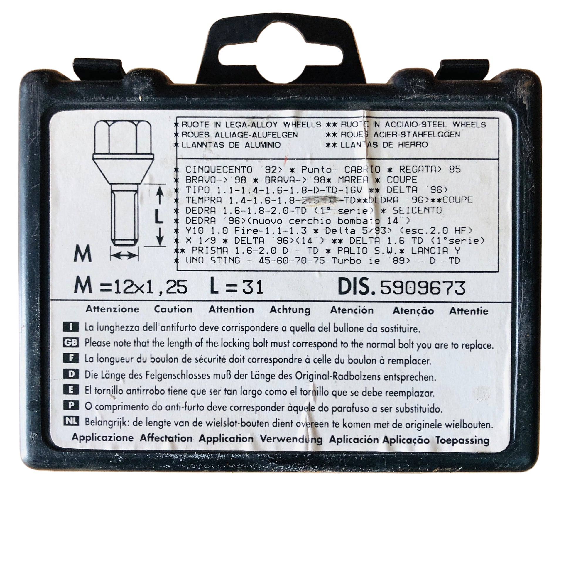 Lancia Y e Autobianchi Y10 Kit Bulloni Antifurto per Cerchi in Lega Nuovo Originale Lineaccessori 5909673 5897564 - Raggi's Collectibles' Automotive Art