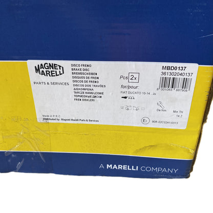 Fiat Ducato Citroën Jumper 2x Disco Freno Anteriore Magneti Marelli Nuovo Adattabile MBD0137 361302040137 8001063867908 - Raggi's Collectibles' Automotive Art