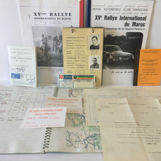 Documentazione ufficiale di gara del XV° Rallye International du Maroc 26 - 29 Aprile 1972. - Raggi's Collectibles' Automotive Art