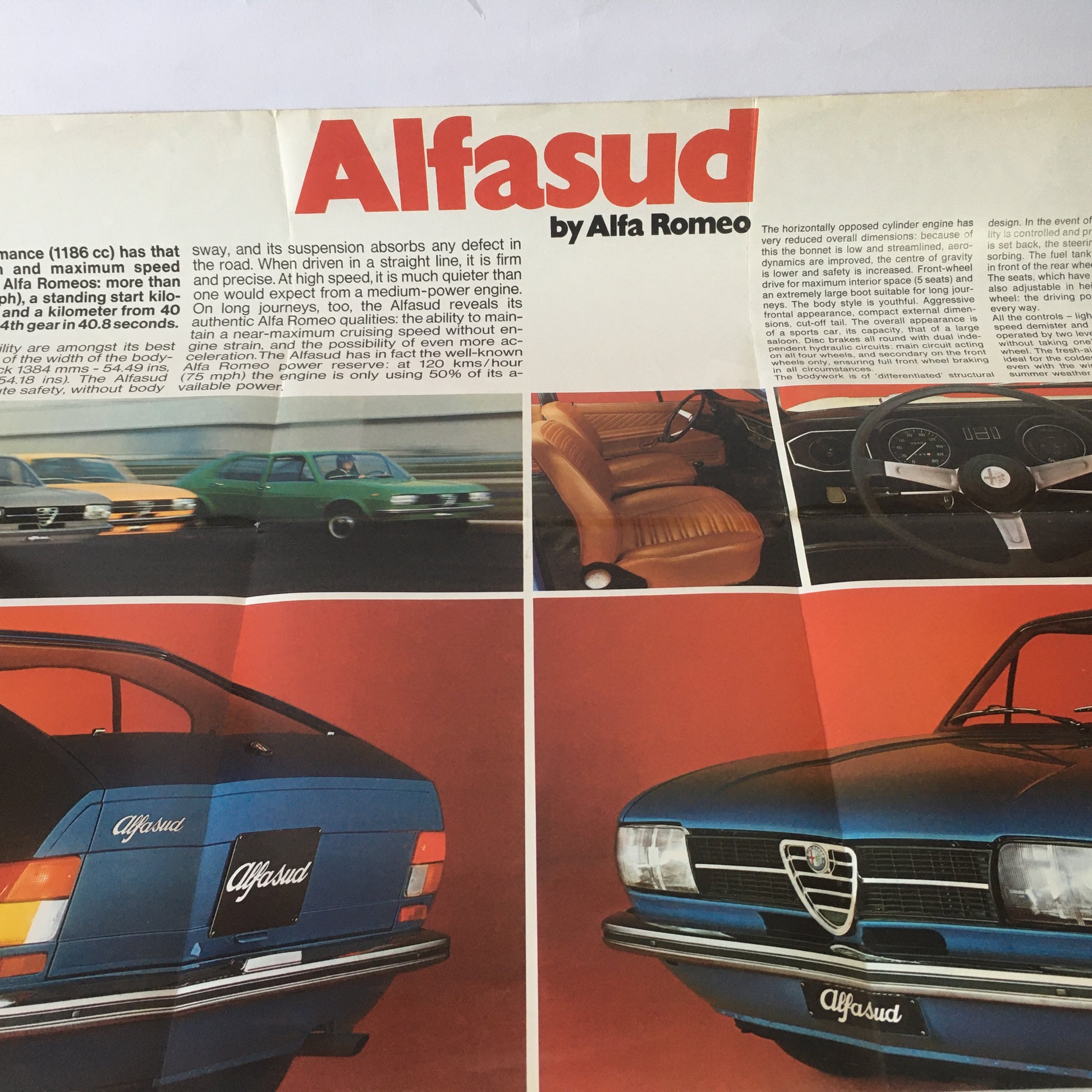 Alfa Romeo, Brochure Poster Alfasud, Lingua Inglese, Anni'70 - Raggi's Collectibles' Automotive Art