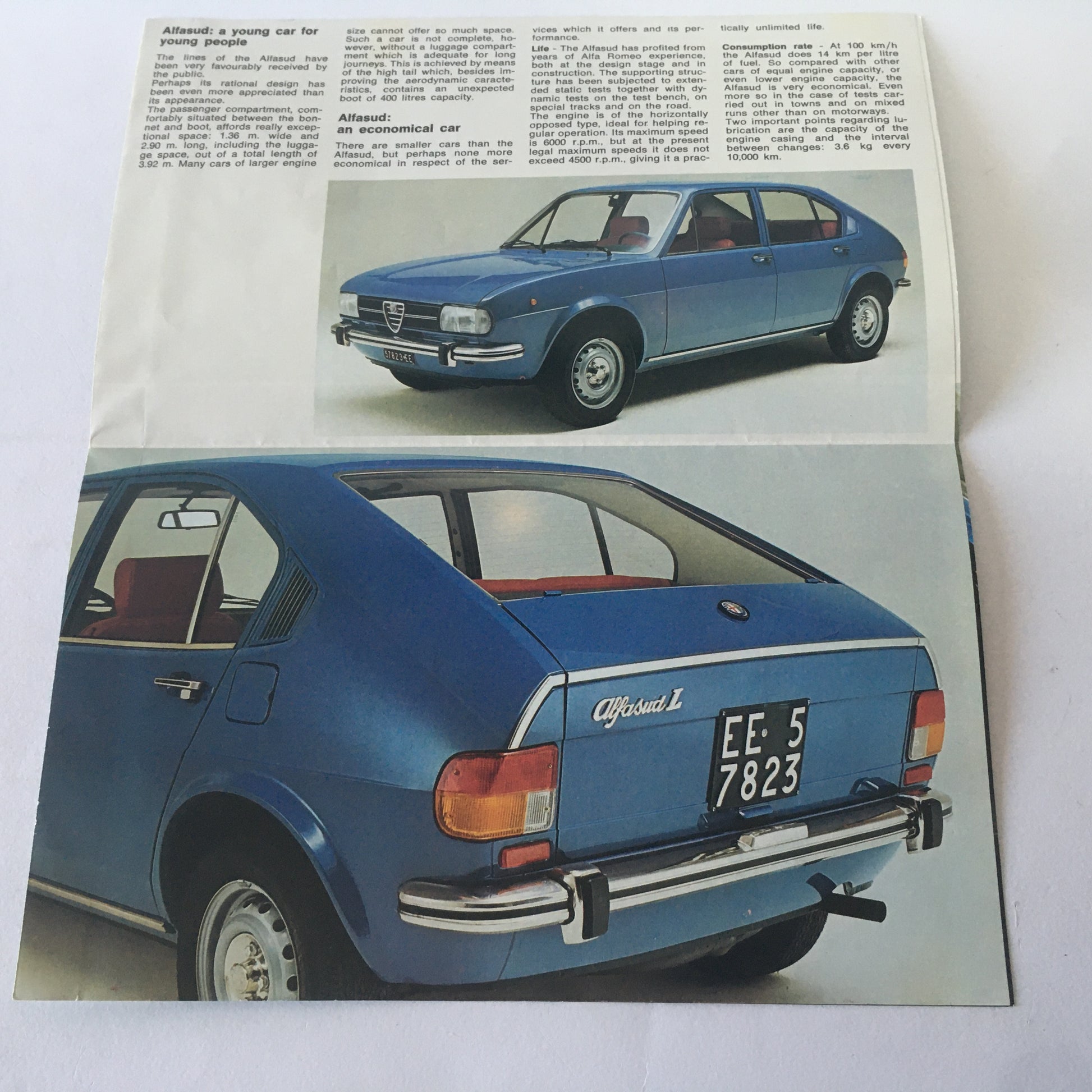 Alfa Romeo, Brochure Poster Alfasud, Lingua Inglese, Anni'70 - Raggi's Collectibles' Automotive Art