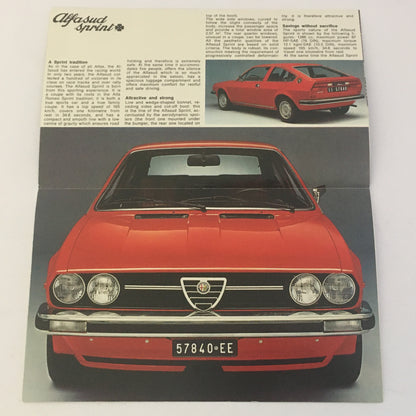 Alfa Romeo, Brochure Alfasud Sprint, Lingua Inglese, Anni '70 - Raggi's Collectibles' Automotive Art