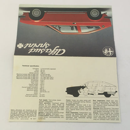 Alfa Romeo, Brochure Alfasud Sprint, Lingua Inglese, Anni '70 - Raggi's Collectibles' Automotive Art