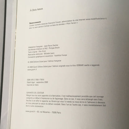 Ferrari, Libro Ferrari Entre Réalité et Légende, Edizioni Grun, ISBN 9782700017588 - Raggi's Collectibles' Automotive Art