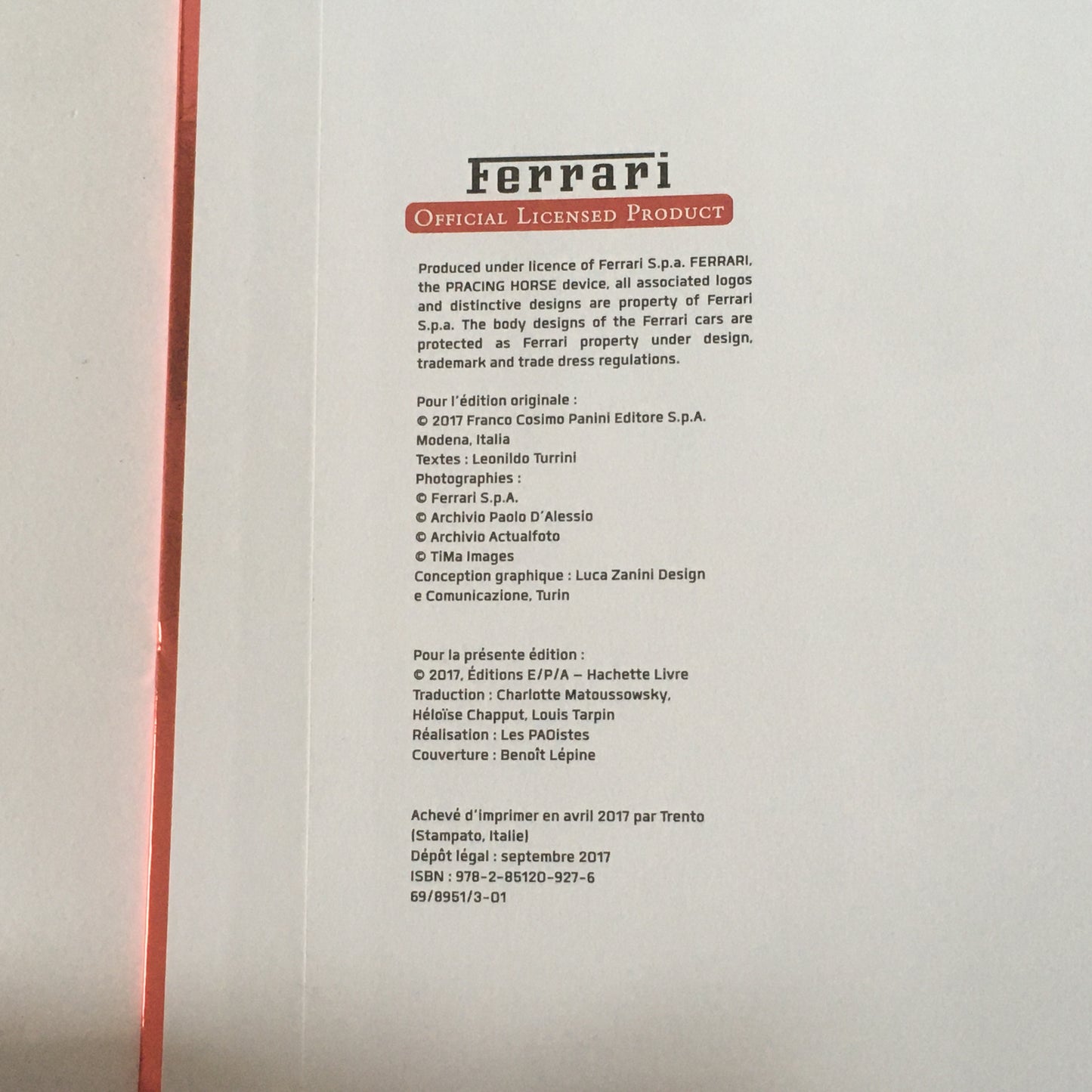 Ferrari, Libro Ferrari The Best, Prodotto Ufficiale su Licenza Ferrari ISBN 9782851209276