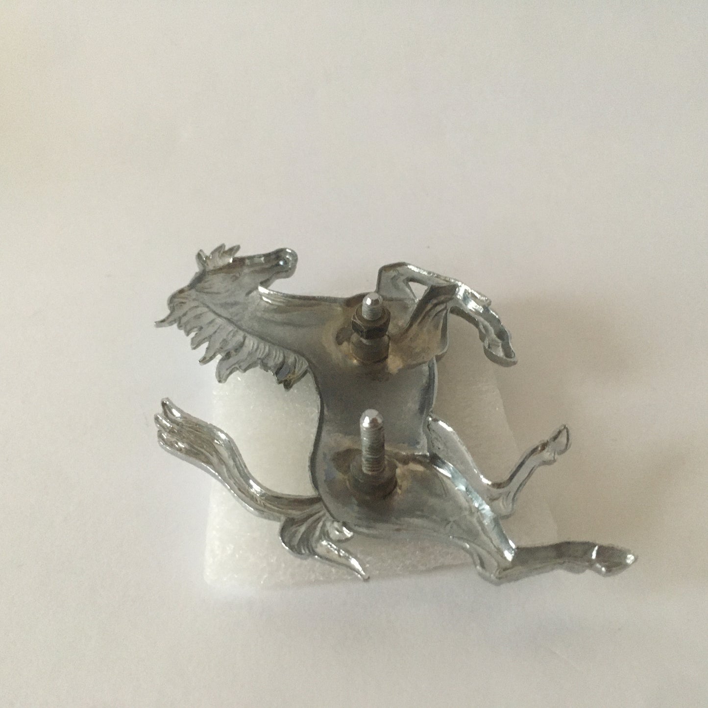 Ferrari, Original Prancing Horse in Silver Metal, Screw Fixing, Excellent Condition