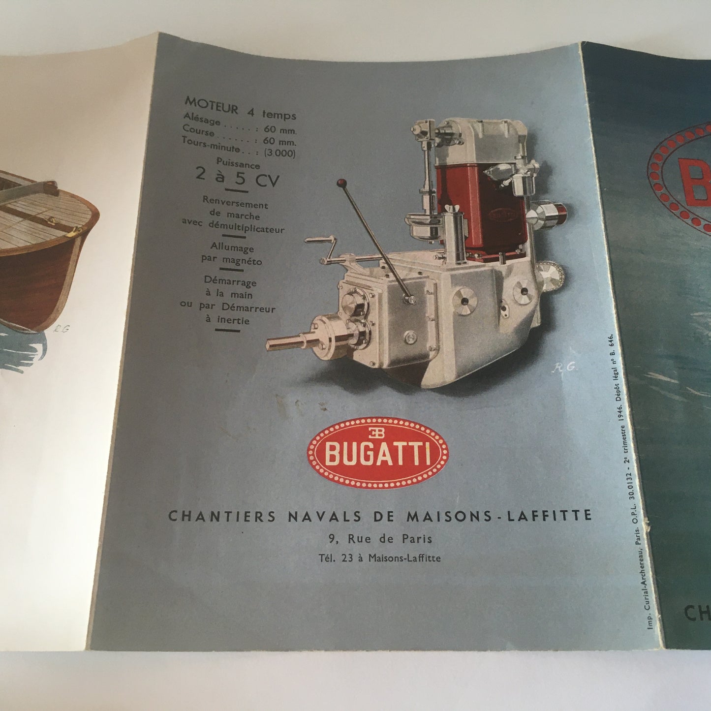 Bugatti, Brochure Cantieri Navali Maison-Laffitte Bugatti You-You, Disegnato da R. Géri Anno 1946