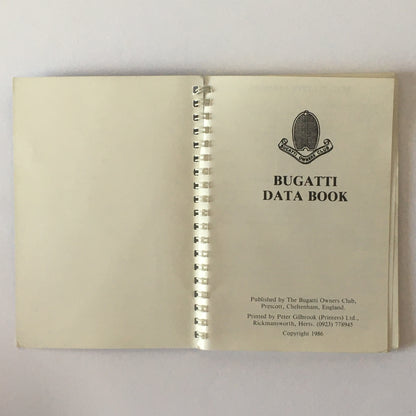 Bugatti, Manuale Tecnico Bugatti Data Book Pubblicato da The Bugatti Owners Club, Prescott England - Raggi's Collectibles' Automotive Art