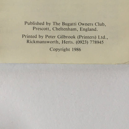 Bugatti, Manuale Tecnico Bugatti Data Book Pubblicato da The Bugatti Owners Club, Prescott England - Raggi's Collectibles' Automotive Art