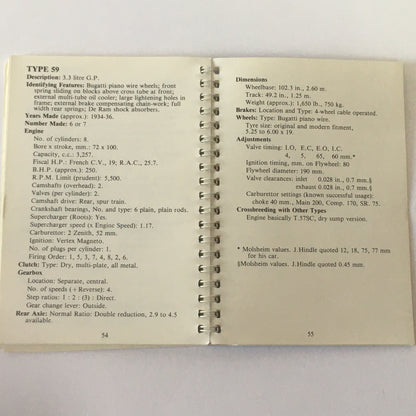 Bugatti, Manuale Tecnico Bugatti Data Book Pubblicato da The Bugatti Owners Club, Prescott England - Raggi's Collectibles' Automotive Art