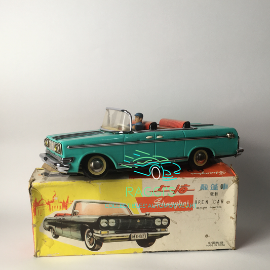 Shangai Car Open Car, Vintage Toys Macchina in Latta a Batteria con Luci e Clacson, Perfettamente Funzionante - Raggi's Collectibles' Automotive Art