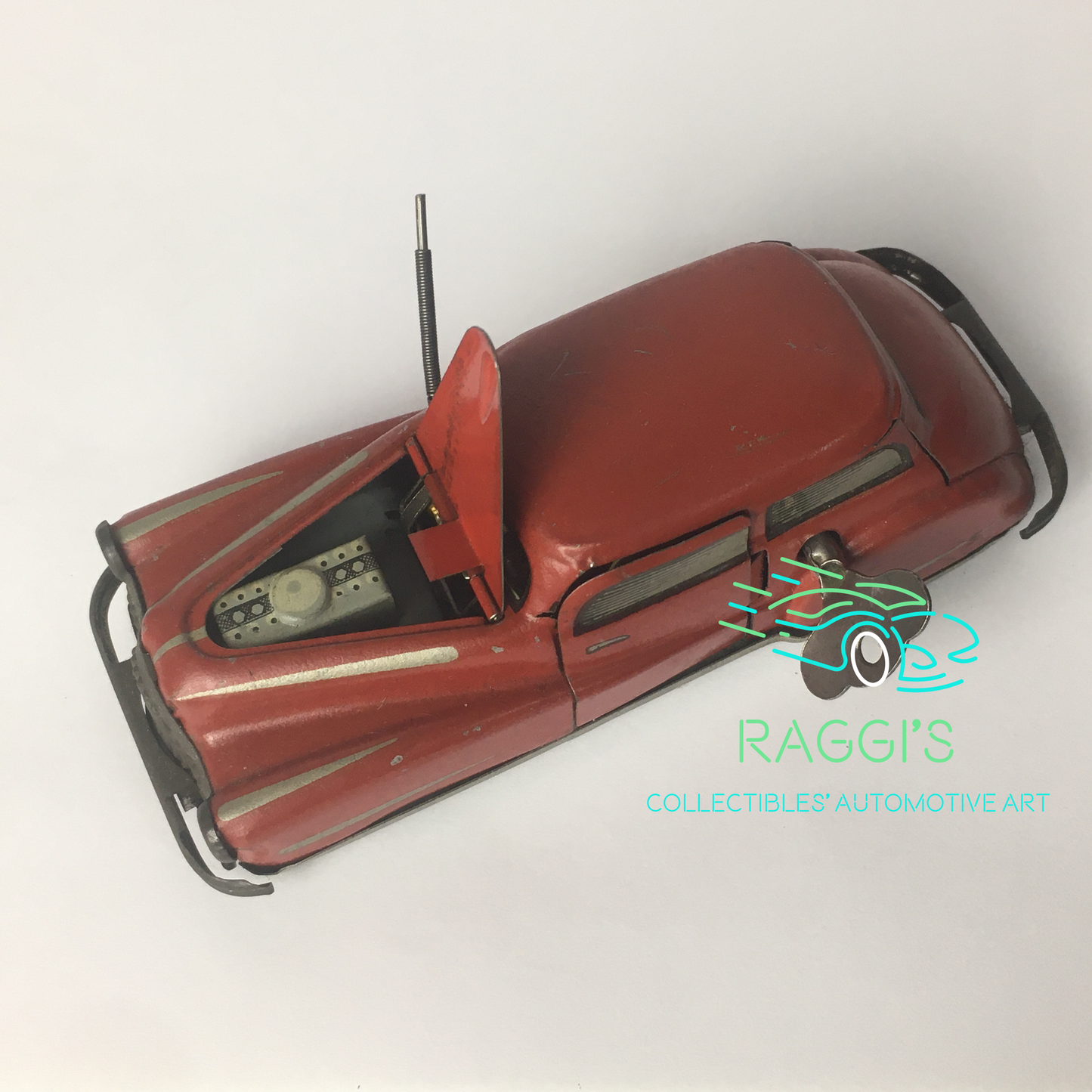 Joustra, Macchina in Latta a Chiavetta e Perfettamente Funzionante Anni 1940 1950 Vintage Toys - Raggi's Collectibles' Automotive Art