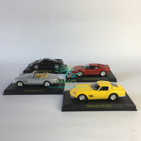 Ferrari, Modellini in Metallo Pressofuso Ferrari 275 GTB, Ferrari 330 GTS, Ferrari 288 GTO, Ferrari Enzo, Scala 1:43 - Raggi's Collectibles' Automotive Art