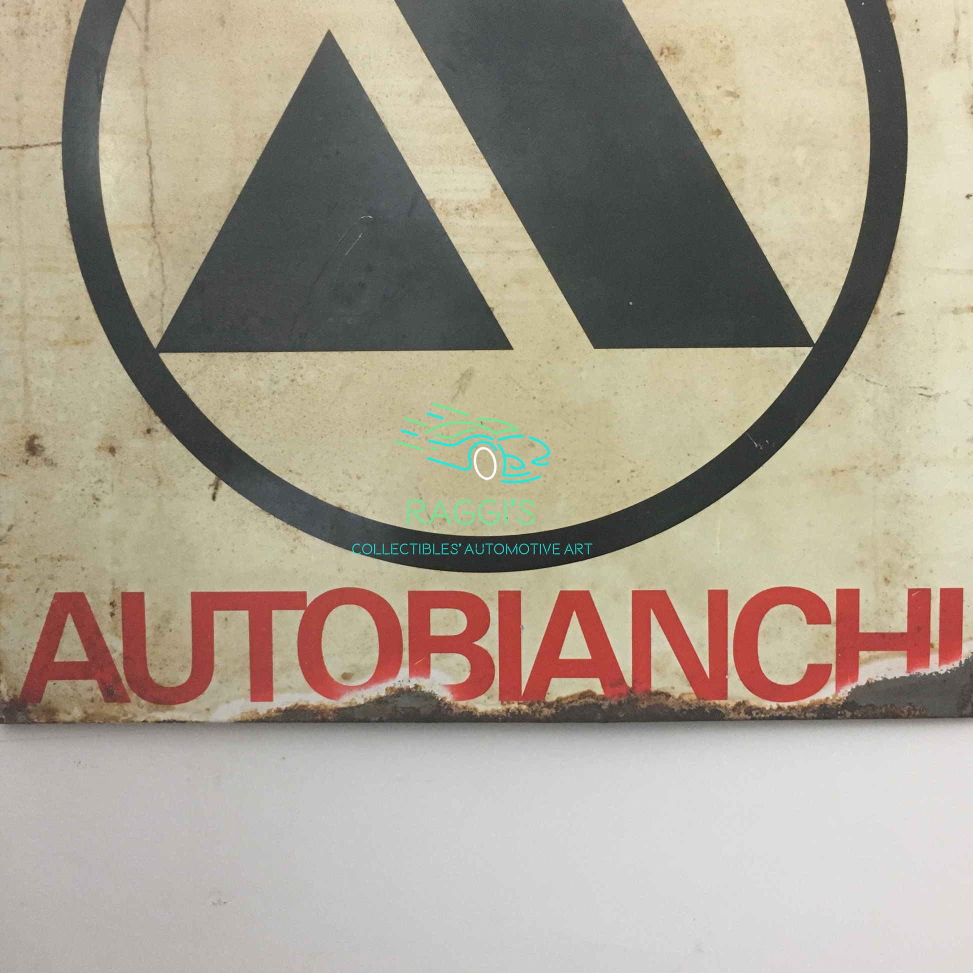 Autobianchi, Insegna Originale in Metallo Serigrafato Autobianchi Dimensioni 80x80cm Made in Italy - Raggi's Collectibles' Automotive Art