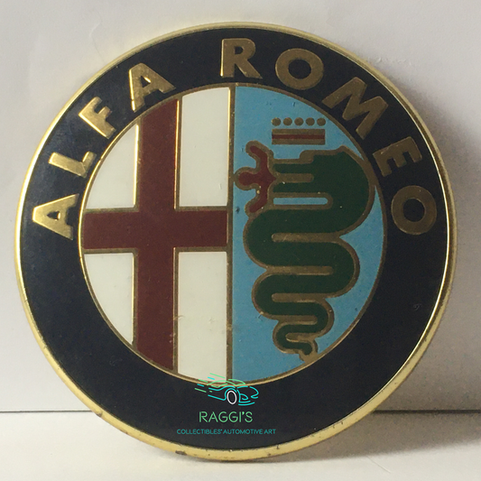 Alfa Romeo, Stemma Originale Alfa Romeo Anni '80 in Plastica e Smalto Diametro 7,5cm - Raggi's Collectibles' Automotive Art