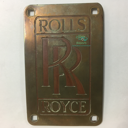 Rolls-Royce, Stemma Originale in Ottone con Lettere di Colore Rosso, Estremamente Raro - Raggi's Collectibles' Automotive Art