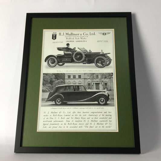 Rolls-Royce e Bentley, Pubblicità di Maggio 1954, per i 50 Anni Incontro tra Charles Rolls e Henry Royce - Raggi's Collectibles' Automotive Art