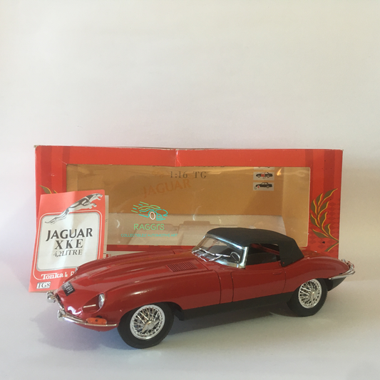 Jaguar, Modellino in Metallo Pressofuso in Scala 1:16 Tonka Polistil Jaguar XKE 4,2 Litre con Scatola Originale Anno 1981 - Raggi's Collectibles' Automotive Art