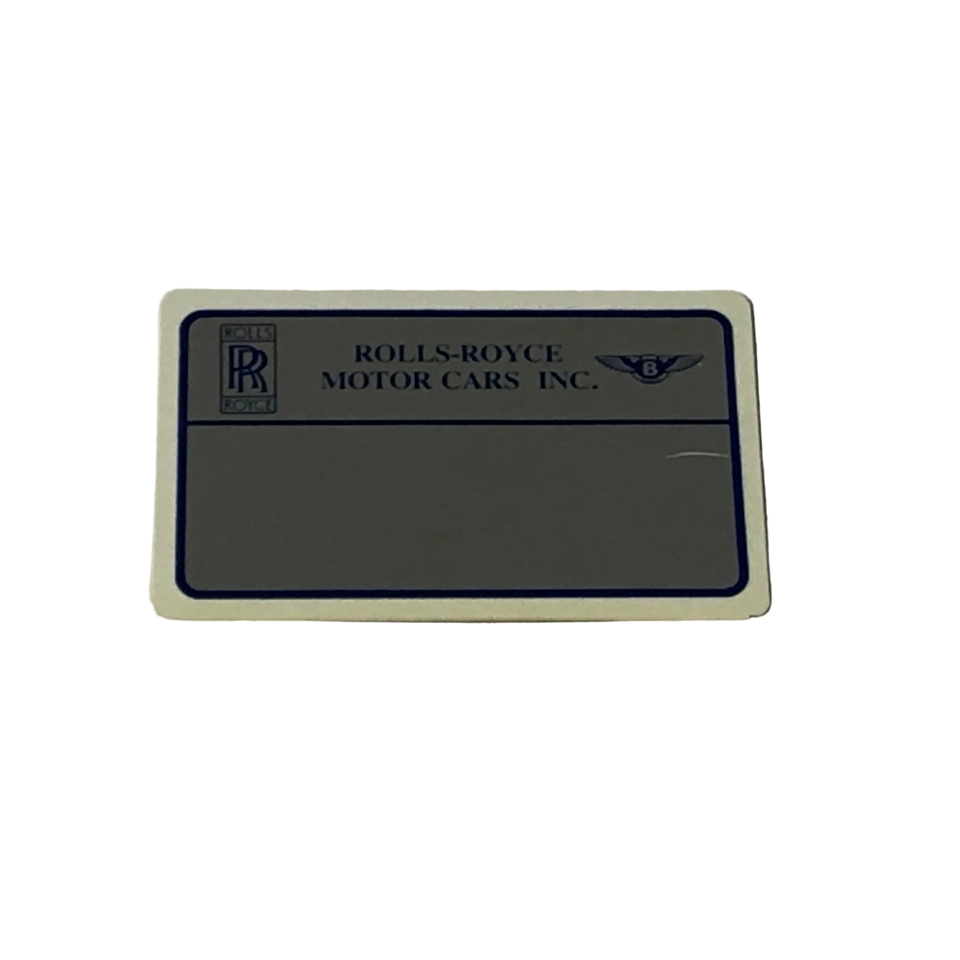 Rolls-Royce and Bentley, Owners Identification Card for Rolls-Royce and ...
