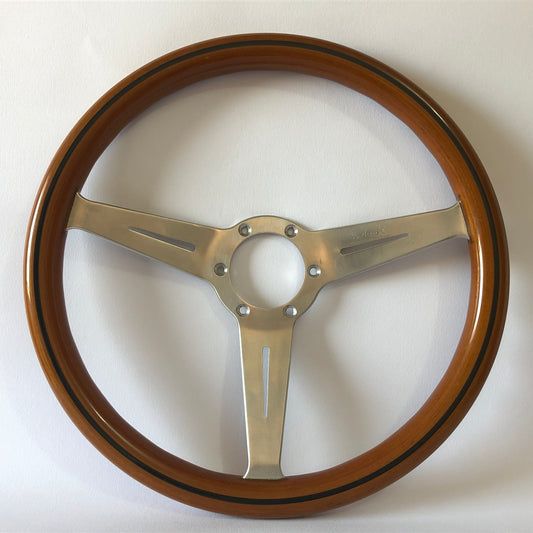 Nardi, Volante ND Classic in Legno di Mogano con Razze Satinate - Raggi's Collectibles' Automotive Art